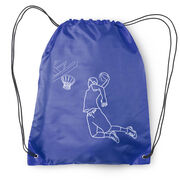 Basketball Drawstring Backpack - Basketball Player Sketch