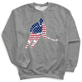 Hockey Crewneck Sweatshirt - Hockey Stars and Stripes Player