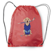 Hockey Drawstring Backpack - Puck The Hockey Dog 