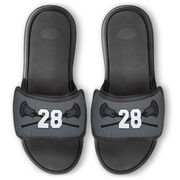 Guys Lacrosse Repwell&reg; Slide Sandals - Crossed Sticks with Number
