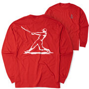 Baseball Tshirt Long Sleeve - Baseball Player  (Back Design)