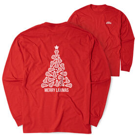 Lacrosse Tshirt Long Sleeve - Merry Laxmas Tree (Back Design)