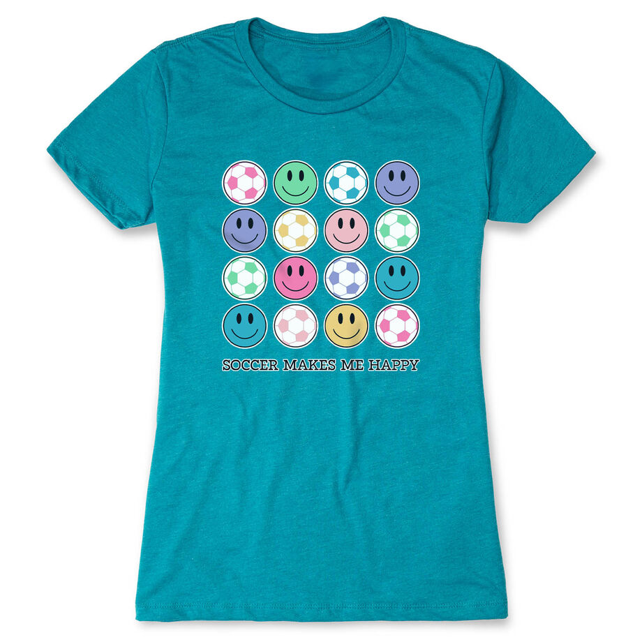 Soccer Women's Everyday Tee - Soccer Makes Me Happy