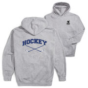 Hockey Hooded Sweatshirt - Hockey Crossed Sticks Logo (Back Design)