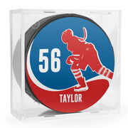 Personalized Player with Team Colors Hockey Puck