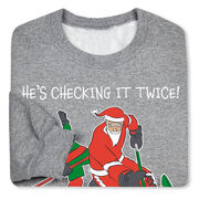 Hockey Crewneck Sweatshirt - He's Checking It Twice