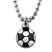 Silver & Black Soccer Ball Necklace