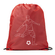 Soccer Drawstring Backpack - Soccer Guy Player Sketch