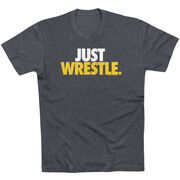 Wrestling Tshirt Short Sleeve Just Wrestle [Charcoal/Youth Large] - SS