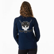 Hockey Tshirt Long Sleeve - Hockey Helmet Skull (Back Design)