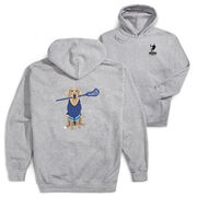 Guys Lacrosse Hooded Sweatshirt - Laxer the Lacrosse Dog (Back Design)