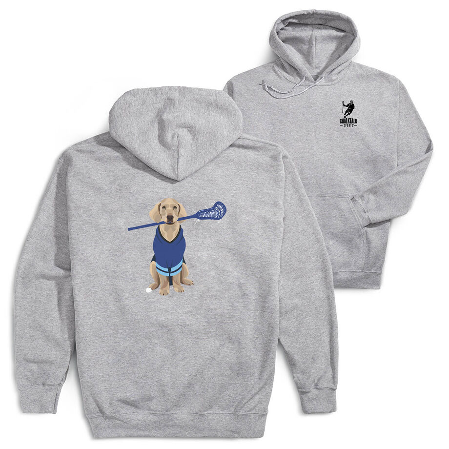 Guys Lacrosse Hooded Sweatshirt - Laxer the Lacrosse Dog (Back Design)
