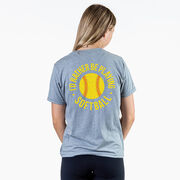 Softball T-Shirt Short Sleeve - I'd Rather Be Playing Softball Distressed (Back Design)