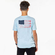 Guys Lacrosse Short Sleeve T-Shirt - American Flag (Back Design)