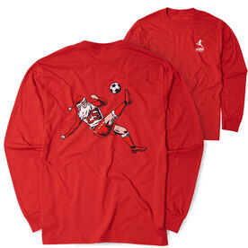 Soccer Tshirt Long Sleeve - Soccer Santa (Back Design)