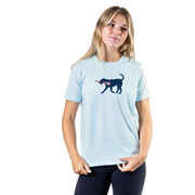 Girls Lacrosse Short Sleeve T-Shirt LuLa the Lax Dog (Blue)