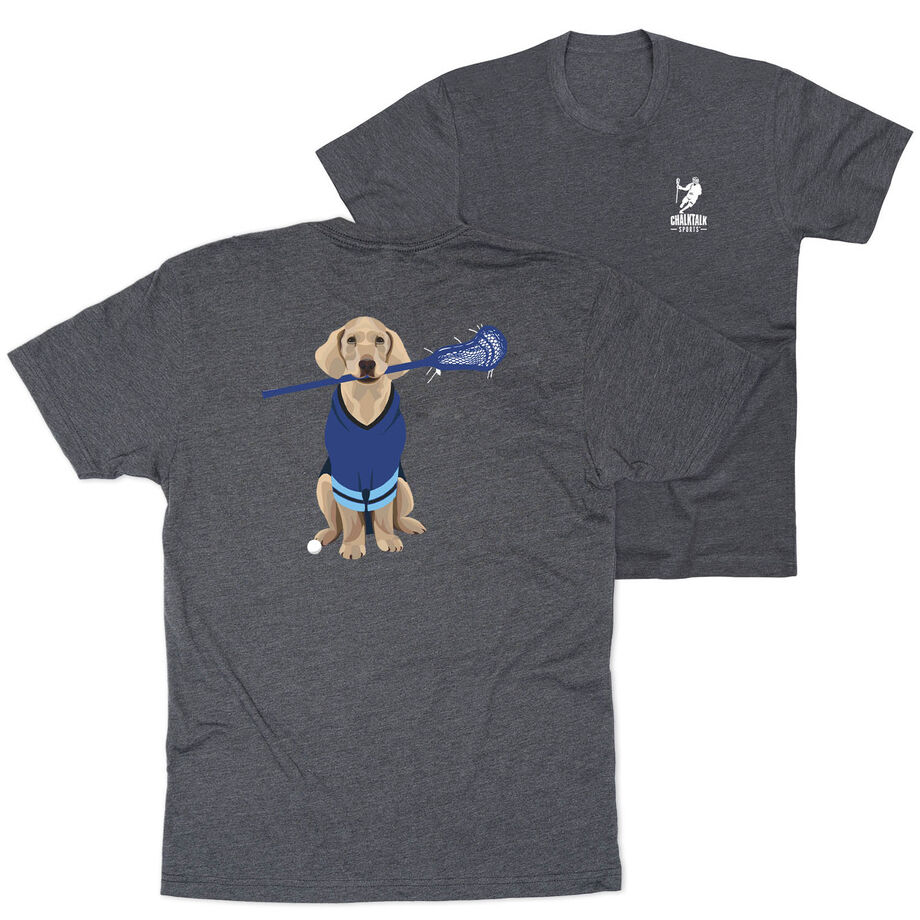 Guys Lacrosse Short Sleeve T-Shirt - Laxer the Lacrosse Dog (Back Design)