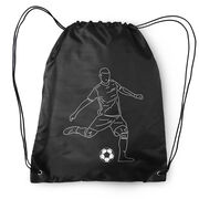 Soccer Drawstring Backpack - Soccer Guy Player Sketch