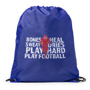 Football Drawstring Backpack Bones Saying