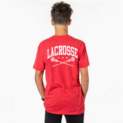 Guys Lacrosse Short Sleeve T-Shirt - Crossed Sticks (Back Design)