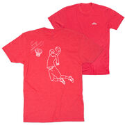 Basketball Short Sleeve T-Shirt - Basketball Player Sketch (Back Design)