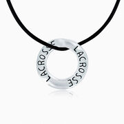 Silver Lacrosse Message Ring Necklace