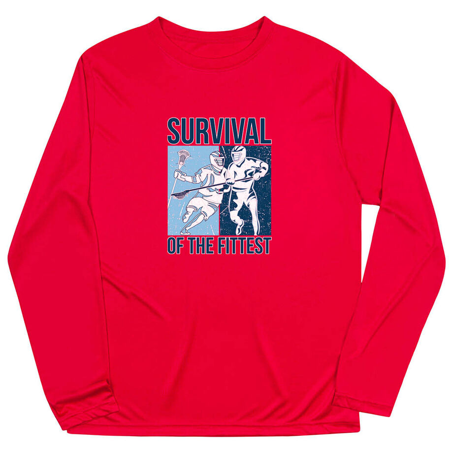 Guys Lacrosse Long Sleeve Performance Tee - Survival of the Fittest