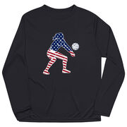 Volleyball Long Sleeve Performance Tee - Volleyball Stars and Stripes Player