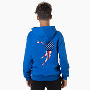 Guys Lacrosse Hooded Sweatshirt - American Flag Silhouette Lacrosse (Back Design)