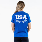 Girls Lacrosse Short Sleeve T-Shirt - USA Girls Lacrosse (Back Design)