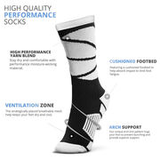 Basketball Woven Mid-Calf Socks - Ball Wrap (Black/White)