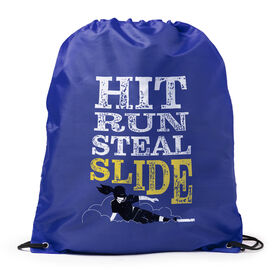 Softball Drawstring Backpack - Hit Run Steal Slide