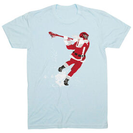 Guys Lacrosse Short Sleeve T-Shirt - Santa Laxer [Adult Medium/Light Blue] - SS