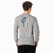 Guys Lacrosse Tshirt Long Sleeve - Patriotic Stick (Back Design)