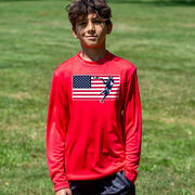 Guys Lacrosse Long Sleeve Performance Tee - Patriotic Lacrosse