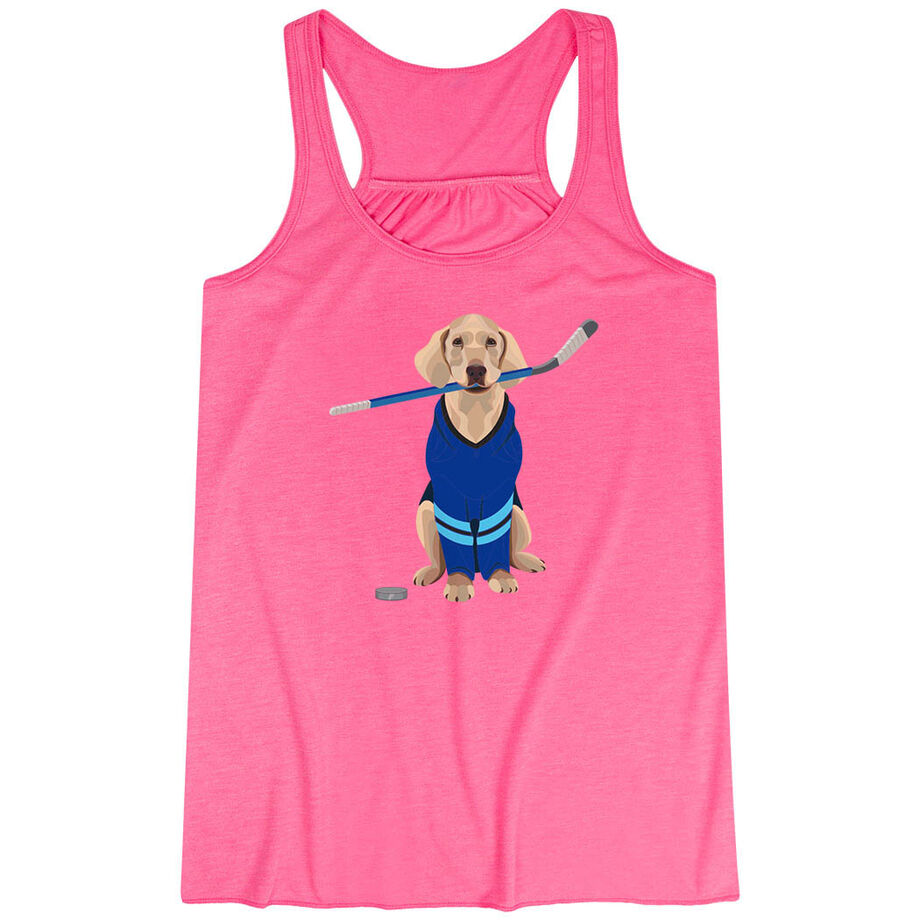 Hockey Flowy Racerback Tank Top - Puck The Hockey Dog