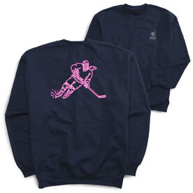 Hockey Crewneck Sweatshirt - Neon Hockey Girl (Back Design)