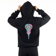 Girls Lacrosse Hooded Sweatshirt - Lacrosse Stick Heart (Back Design)