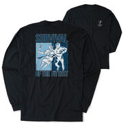 Guys Lacrosse Tshirt Long Sleeve - Survival of the Fittest (Back Design)