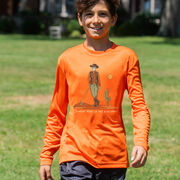 Guys Lacrosse Long Sleeve Performance Tee - Slingin Heat In The High Noon