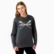 Girls Lacrosse Long Sleeve Performance Tee - Crossed Girls Sticks