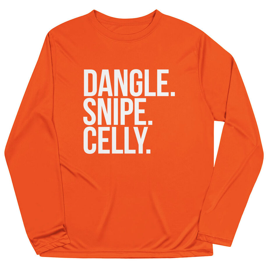Hockey Long Sleeve Performance Tee - Dangle Snipe Celly Words