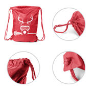 Girls Lacrosse Sport Pack Cinch Sack - Lax Girl Reindeer