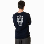 Hockey Crewneck Sweatshirt - My Goal is to Deny Yours Goalie Mask (Back Design)