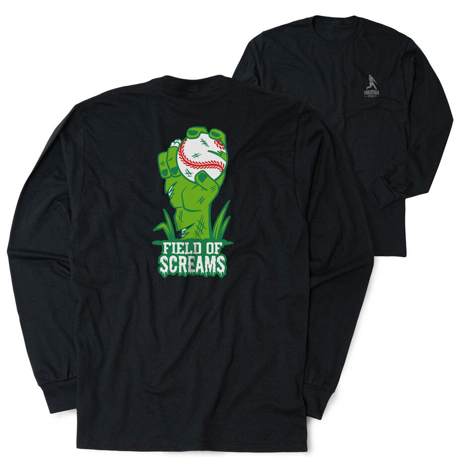 Baseball Tshirt Long Sleeve - Field Of Screams (Back Design)