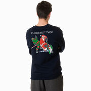 Hockey Crewneck Sweatshirt - He's Checking It Twice (Back Design)
