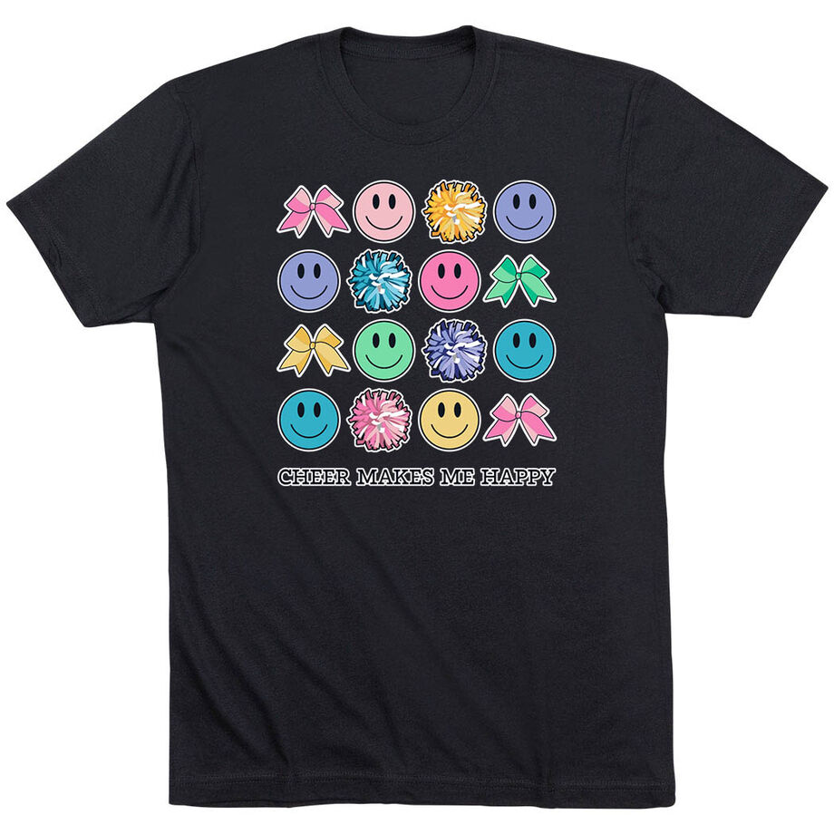 Cheerleading Short Sleeve T-Shirt - Cheer Makes Me Happy