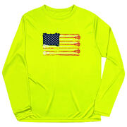 Guys Lacrosse Long Sleeve Performance Tee - American Flag