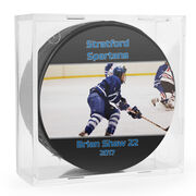 Personalized Photo with Text (Wide) Hockey Puck