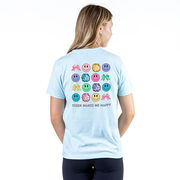 Cheerleading Short Sleeve T-Shirt - Cheer Makes Me Happy (Back Design)